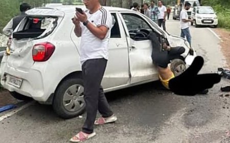 दुखद दुर्घटना: अनियंत्रित कार की टक्कर, एक की मौत, चार घायल