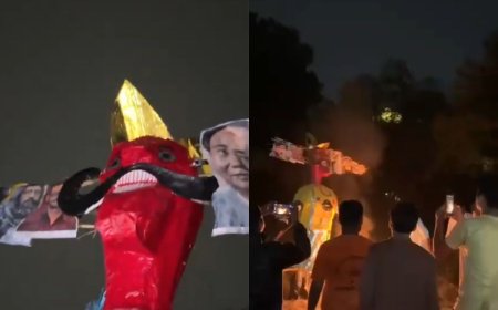 जेएनयू में रावण दहन पर हंगामा, पुतले पर उमर खालिद और शरजील की तस्वीर लगने से विवाद