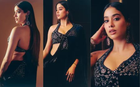 Janhvi Kapoor Photos: वेलवेट साड़ी-बैकलेस ब्लाउज में जाह्नवी ने ढाया कहर, तस्वीरें देख दिल दे बैठेंगे आप