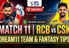 RCB बनाम CSK: आईपीएल 2026 का 11वां मैच - ड्रीम11 टीम, पिच रिपोर्ट और क्रिकेट टिप्स