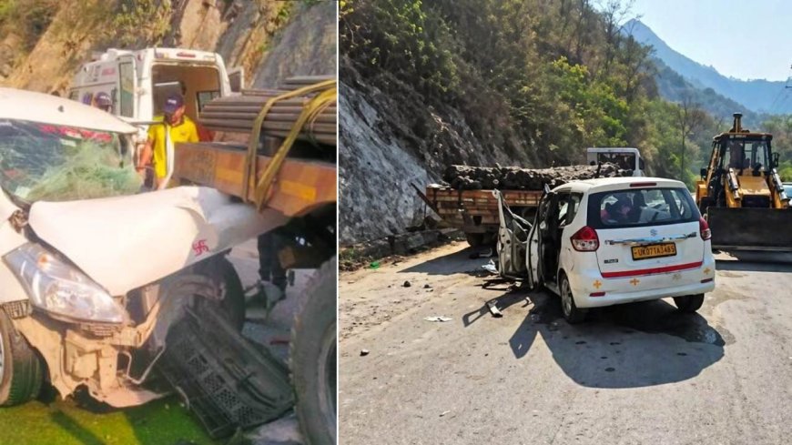 बदरीनाथ हाइवे पर भीषण सड़क दुर्घटना: ट्रक में घुसी कार, एक महिला की जान गई, 7 लोग घायल