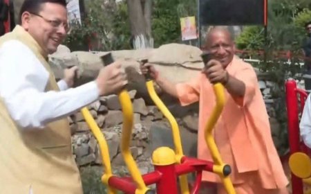 योगी आदित्यनाथ ने अपने पैतृक गांव पंचूर में ओपन जिम का उद्घाटन किया, सीएम धामी संग किया व्यायाम