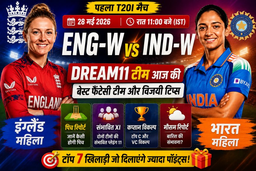 ENG-W vs IND-W Dream11 Team Today: पहले टी20I के लिए बेस्ट फैंटेसी टीम और पिच रिपोर्ट