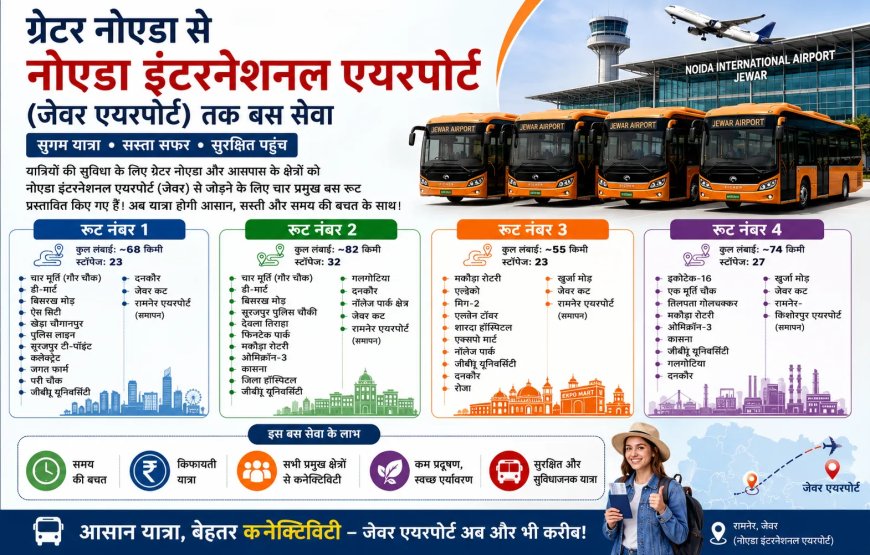ग्रेटर नोएडा से जेवर एयरपोर्ट के लिए चार नए बस रूट, यात्रा में लगेगी सरलता और तेजी