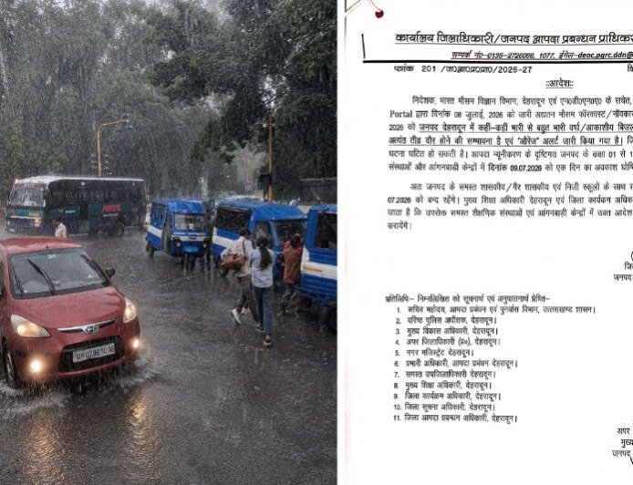 उत्तराखंड में बारिश का अलर्ट, देहरादून में स्कूल रहेंगे बंद