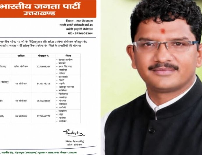 उत्तराखंड भाजपा: सांस्कृतिक प्रकोष्ठ के जिला प्रभारियों की नई सूची, संगठन को मजबूत करने की दिशा में अहम कदम