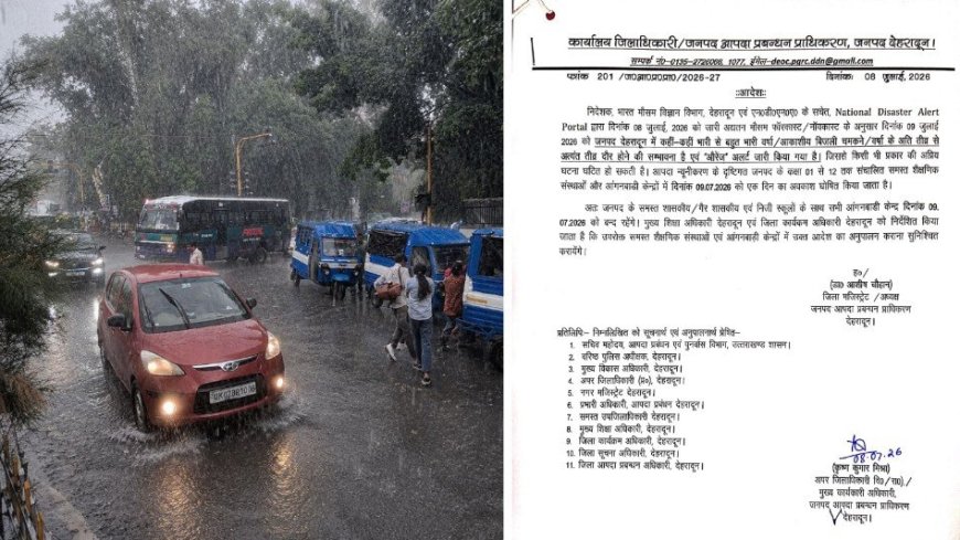 उत्तराखंड में बारिश का अलर्ट, देहरादून में स्कूल रहेंगे बंद