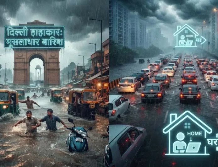 दिल्ली-NCR में मूसलाधार बारिश से जनजीवन की बिगड़ी स्थिति