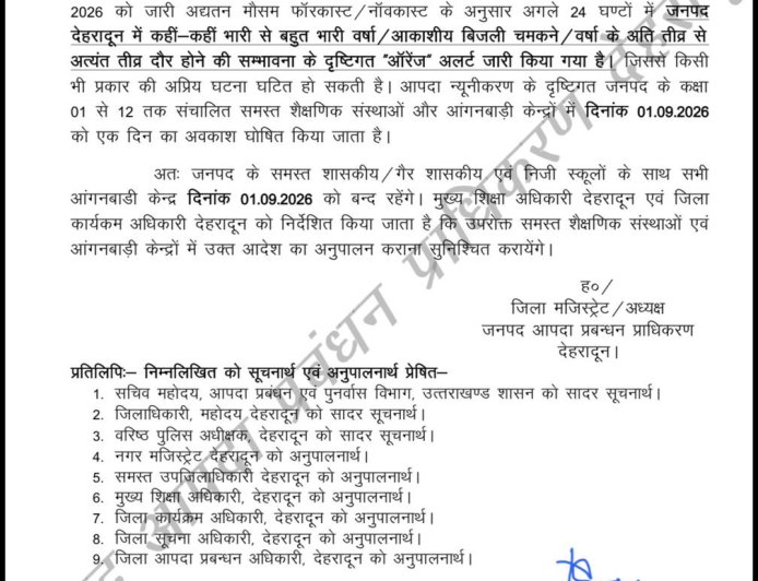 ब्रेकिंग : इस जिले में आज सभी स्कूल रहेंगे बंद