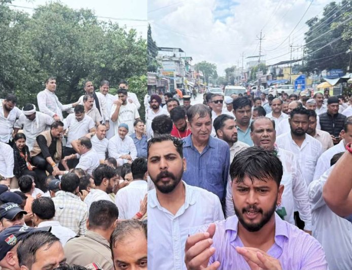 शुद्धिकरण मामला:  भारी बारिश के बीच कांग्रेस का सीएम आवास घेराव, हिरासत में लिए गए वरिष्ठ नेता