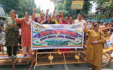 ग्राम प्रधानों ने सचिवालय कूच किया, बैरिकेडिंग तोड़कर धरना दिया