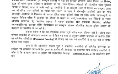 देहरादून :UKSSSC ने जारी किया भर्ती परीक्षा परिणाम