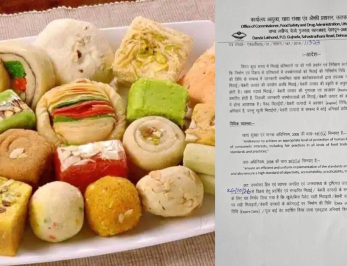अब खुली मिठाई पर भी लिखनी होगी निर्माण और एक्सपायरी डेट, FDA  का बड़ा आदेश