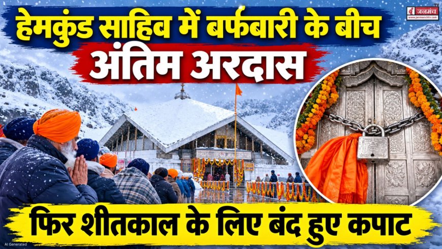 हेमकुंड साहिब में बर्फ़बारी के बीच अंतिम अरदास, शीतकाल के लिए कपाट बंद