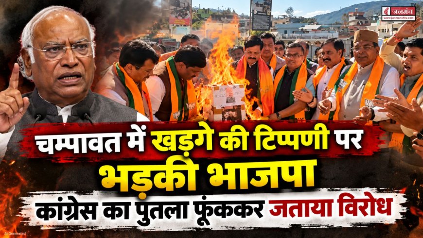 खड़गे की टिप्पणी पर चम्पावत में भड़की भाजपा, कांग्रेस का पुतला फूंककर जताया विरोध